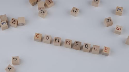 commerce wooden words