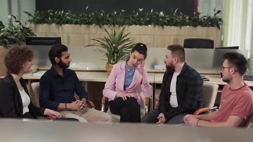 Sitting office workers undergo mental group therapy