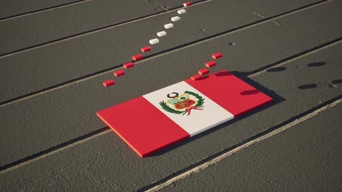 3D Peru Flag Reveal with Dynamic Geometric Blocks