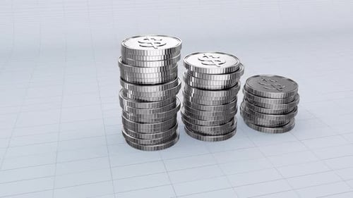 Growing Silver Dollar Coin Stacks Animation