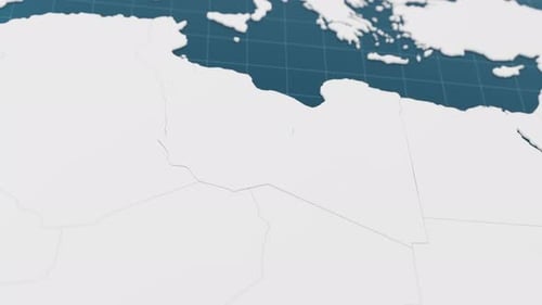 Destaque con azul el mapa 3D de Libia con puntero rodeado de otros países en blanco