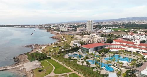 Aerial View of the Cityscape of Paphos Cyprus