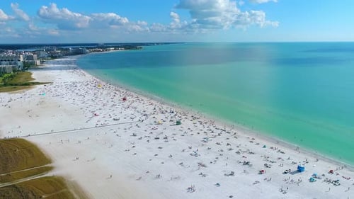 High up aerial view of Siesta Key Beach vista in Florida