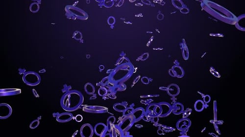 Animated 3D Female Gender Symbols Floating Loop Background
