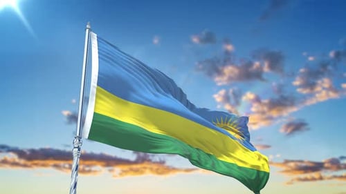 Rwanda Flag Waving in Realistic Animation