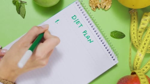Vertical Video of Healthy living and nutrition. Prepare a diet plan.