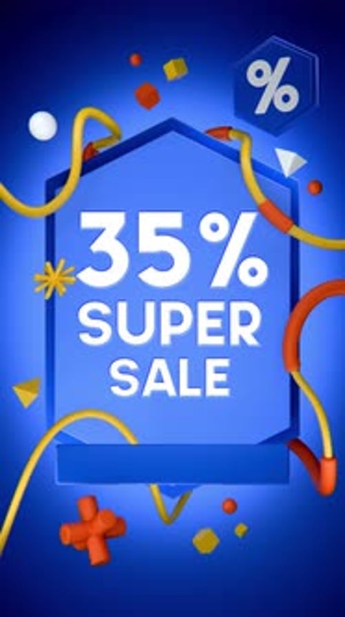 3D Animated Super Sale Discount Vertical Promo