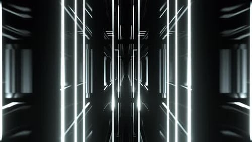 Weißer dunkler ästhetischer Neon-Laser-Korridor-Hintergrund Vj Loop In 4K