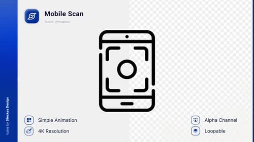 Animated Mobile Scan Icon for Technology Applications