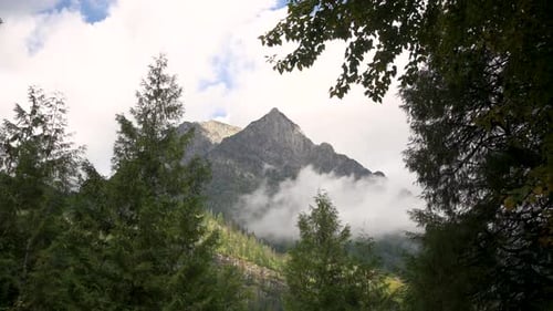 Clouds in front of Mount Vaught in Glacier National Park during the day, time lapse