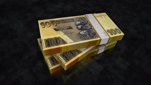 Zimbabwe dollars money banknote pile packs