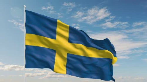 Swedish Flag Waving in the Wind