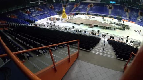 Ice Arena Staff Prepares Ice Rink for New Year Performance