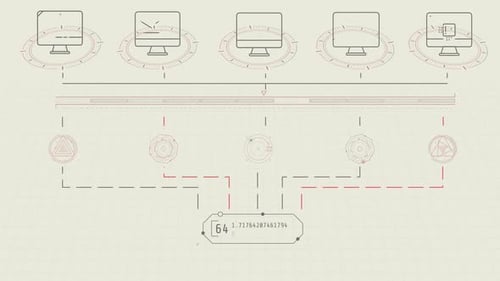 Animated Technical Geometric Data Flow Diagram
