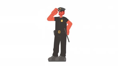 Male police officer smiling cartoon animation