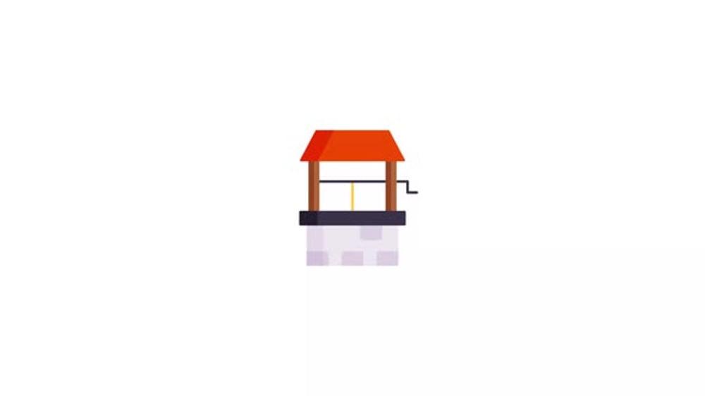 Animated Water Well with Bucket in Flat Design Style, Elements Motion ...