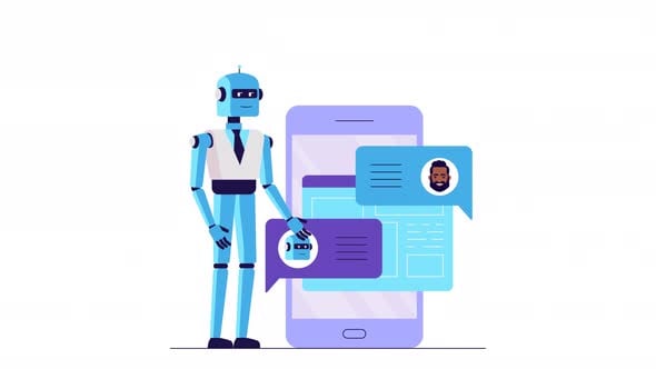 Chat bot animation. chatting with Robot, artificial intelligence ...