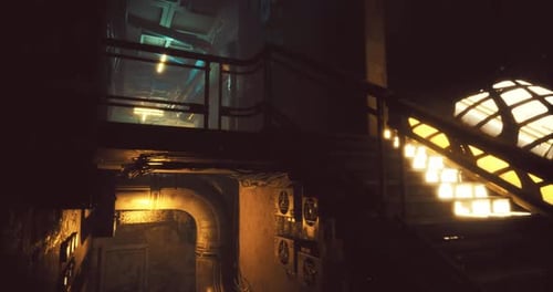 Dark Futuristic Industrial Environment Light Animation