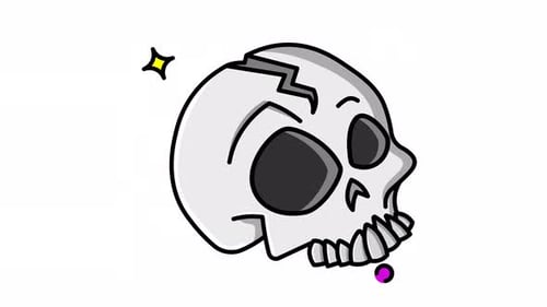 Animated Cartoon Skull Icon for Halloween Projects