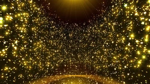 Golden Glitter Particles Moving Tunnel Background Loop