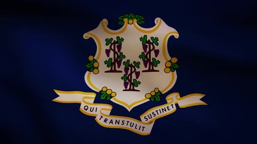 Waving Connecticut State Flag Realistic Animation