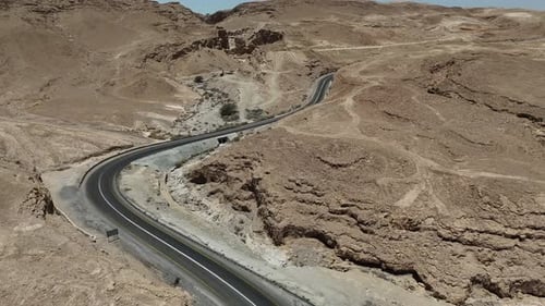 Aerial View of a Desert Road in Israel