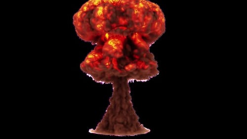 Vibrant Mushroom Cloud Against Black Background