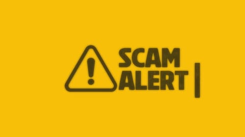 Animated Scam Alert Warning Message with Triangle Icon