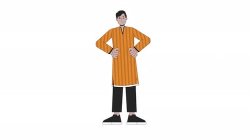 Animated Man in Traditional Indian Kurta Posing