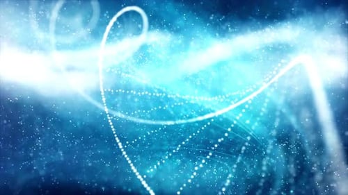 Animated Science Background with Glowing DNA Helix and Particles