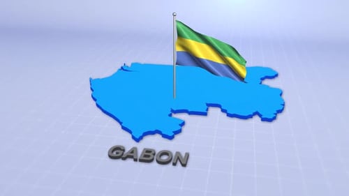 Gabon Map and Flag Reveal Animation