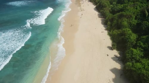 Vista aérea de la costa del océano con playa de arena en una isla tropical de Bali