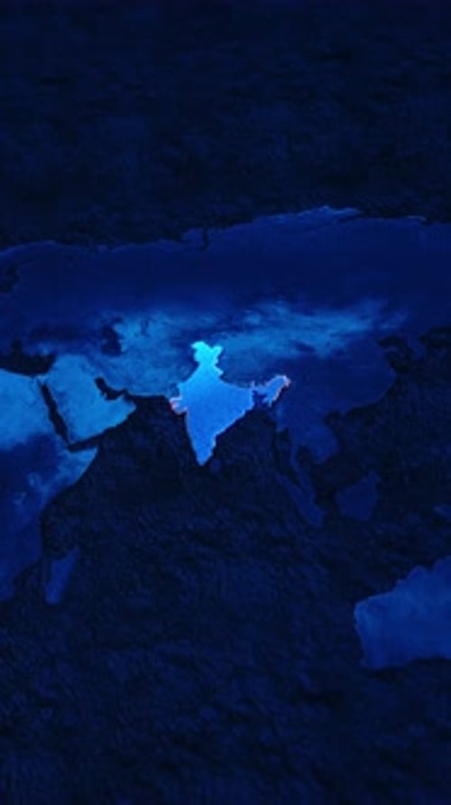 Futuristic Glowing India Map with Tracing Lines and Data Points
