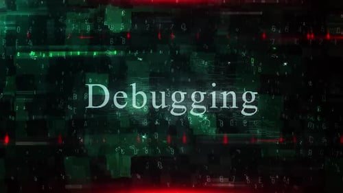 Animation de texte de débogage avec fond numérique