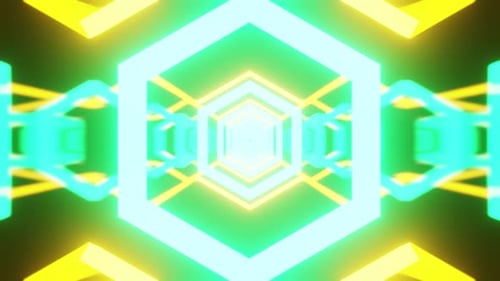 Yellow With Cyan Tunnel Vj Loop Background