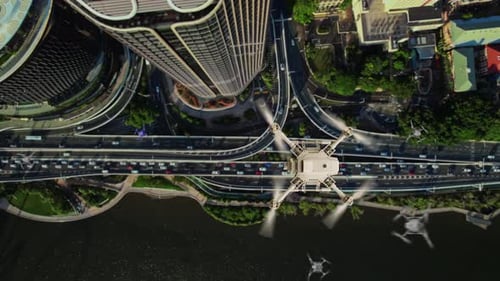 Unmanned Aerial Vehicle Records Waterfront Bridge Movement And Cityscape For Structural Analysis