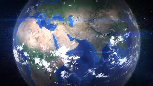 Global Earth Zoom to City Map Animation