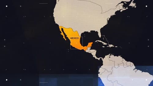 Digital World Map Glitch Country Highlight Animation