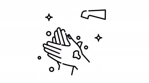 Animated Line Art Icon of Hand Washing for Hygiene