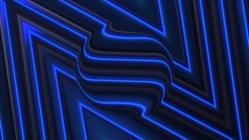 Glowing Blue Neon Geometric Lines Loop Background