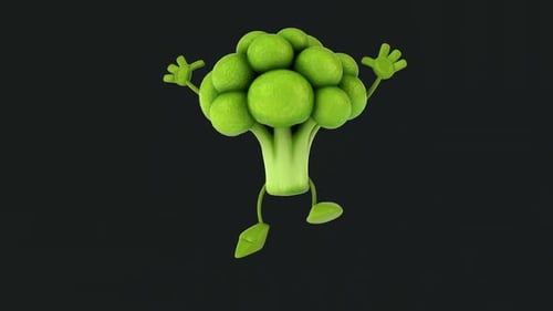 Fun 3D cartoon broccoli (with alpha channel)