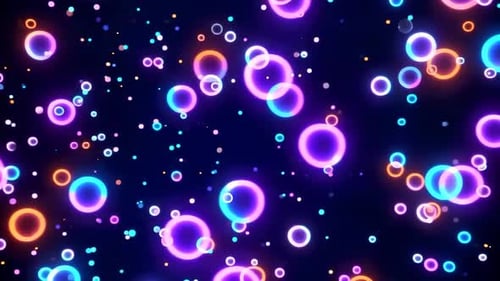 Glowing Neon Circles Abstract Motion Background