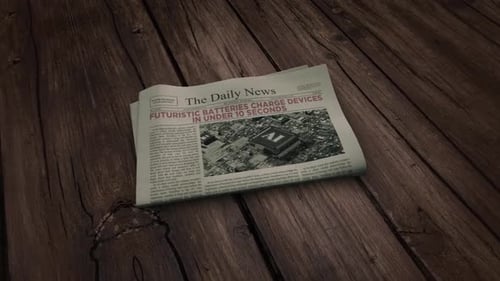 Realistic Newspaper Unfolding to Reveal Tech News Headline