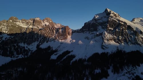 Mountain peak Fronalpstock Glarus Switzerland Swiss Alps alpine region, aerial drone