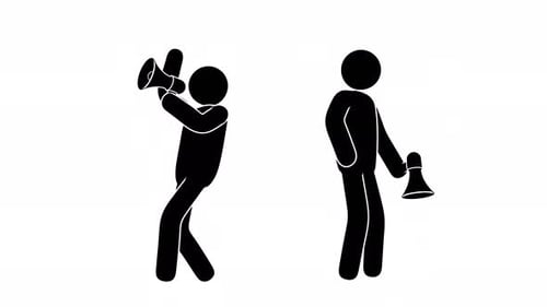 Animated Stick Figures Communicating with Megaphones