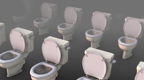 Bewegliche 3D-Animation von Toiletten