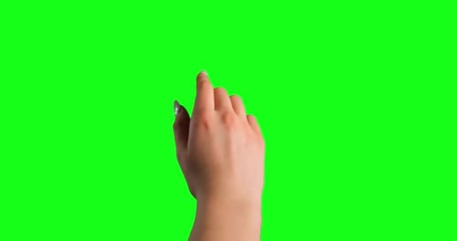 Women Hand swipes right and zooms in on green screen