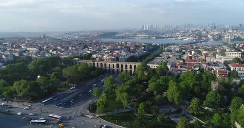 LOG Color Valens Aqueduct Aerial Istanbul Turkey Roman Empire Middle East Asia Byzantium Drone Shot
