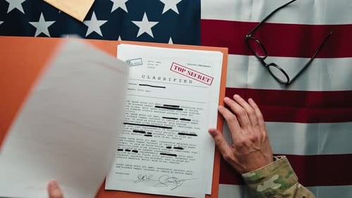 Confidential Documents on a USA Flag