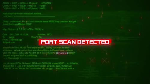 Port Scan Detected Warning Text On Hacking Background Screen V04